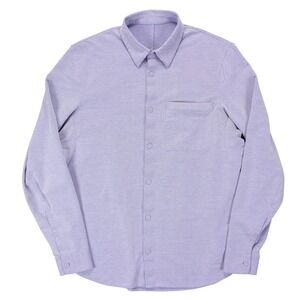 Lululemon Commission Mens M Light Blue Vented LS Shirt Button Down Stretch